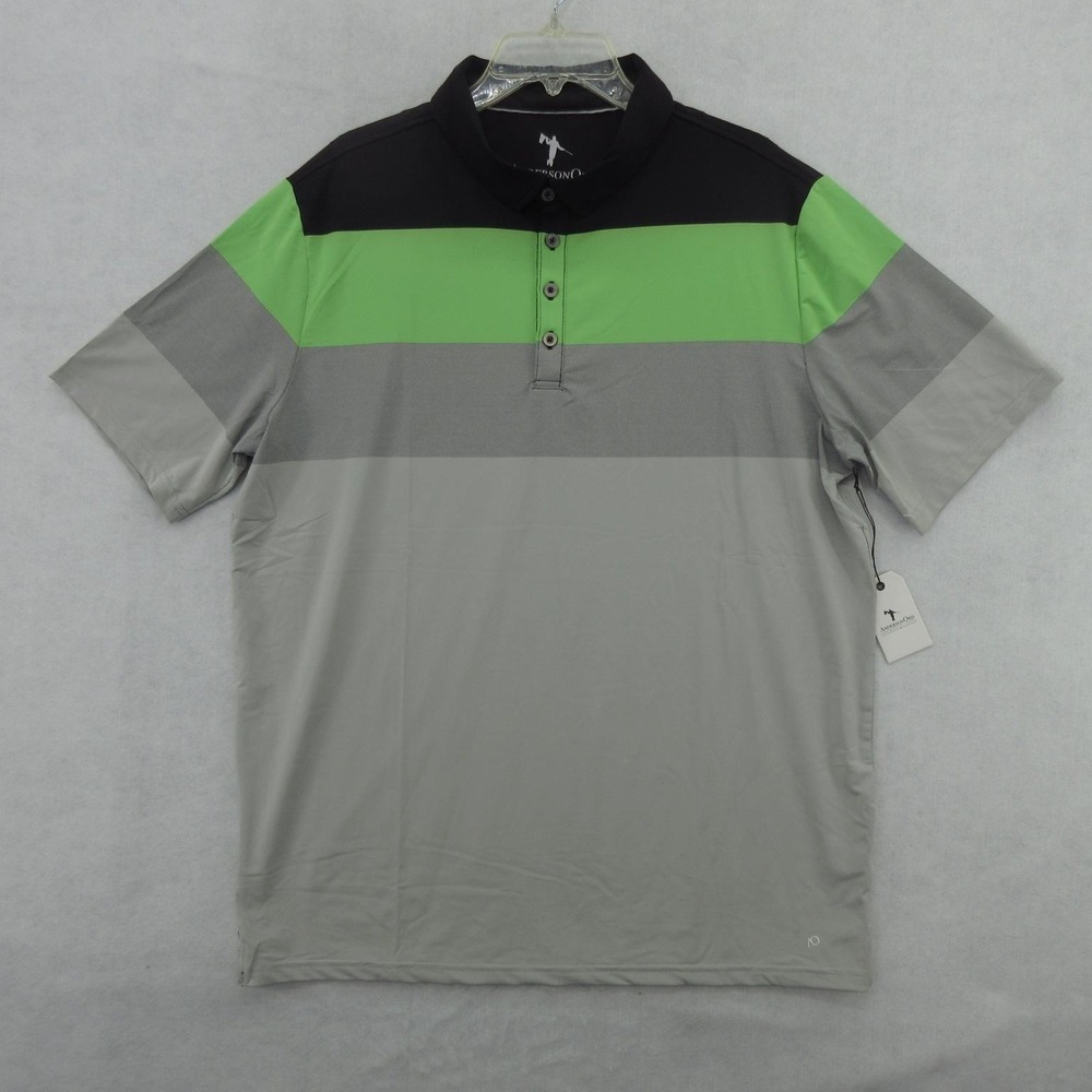 AndersonOrd Polo Shirt Mens XL Green Colorblock Performance Golf UPF 40 Stretch